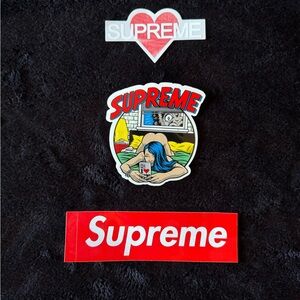 Supreme Red and White Sticker Trio